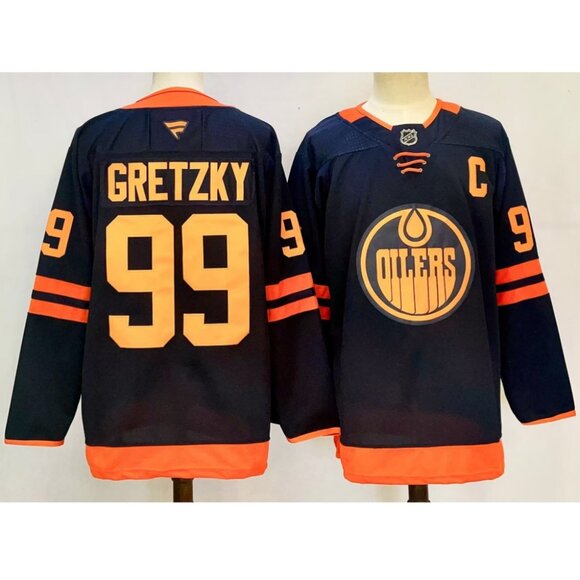 Mens Wayne Gretzky Navy Stitched Jersey
